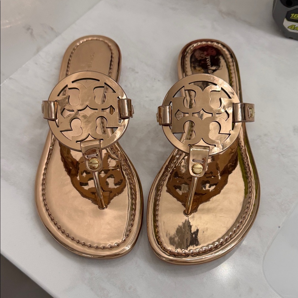 Tory Burch Metallic Rose Gold Sandals